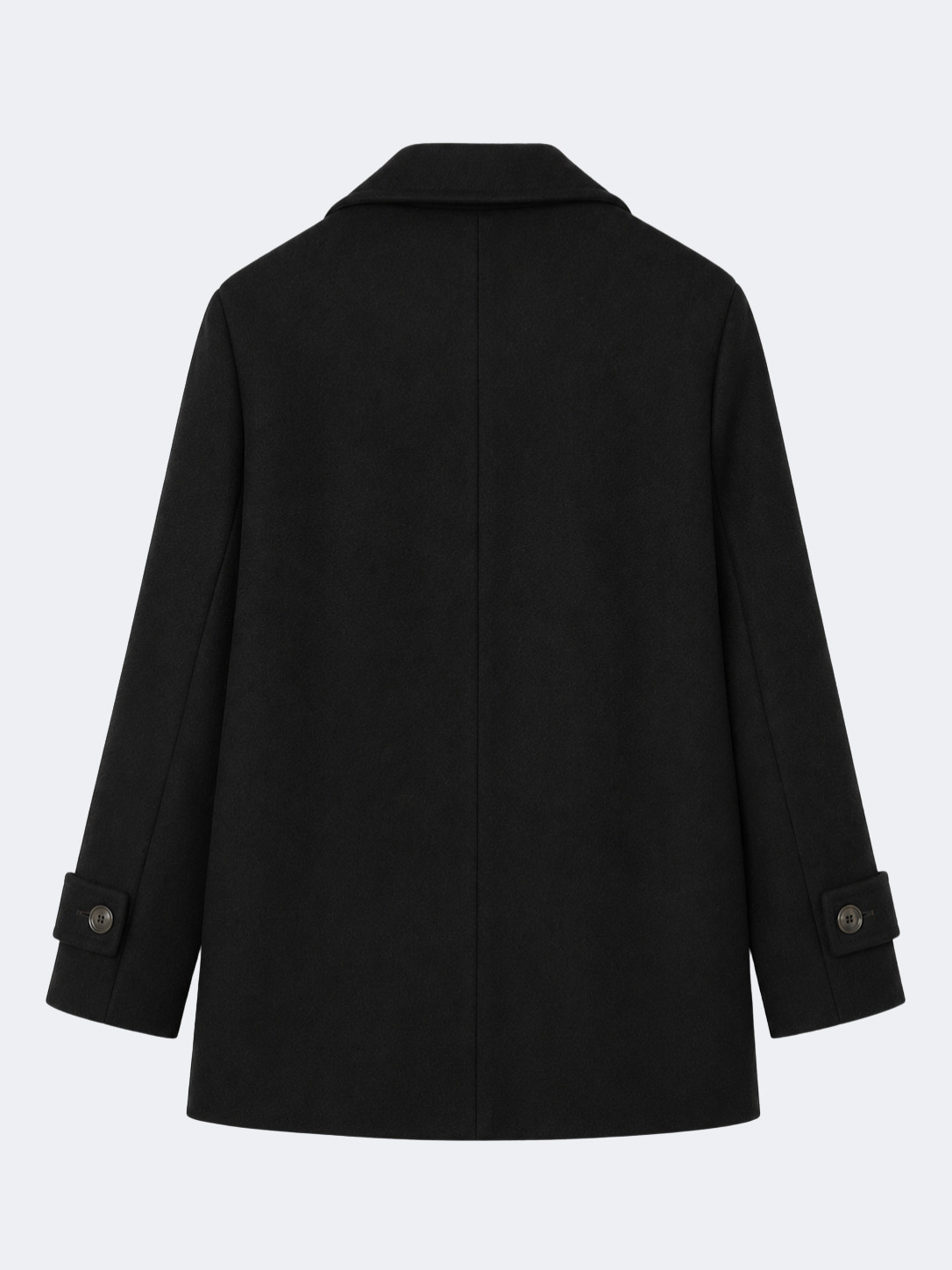 Tailored Double-Breasted Wool Coat in Black