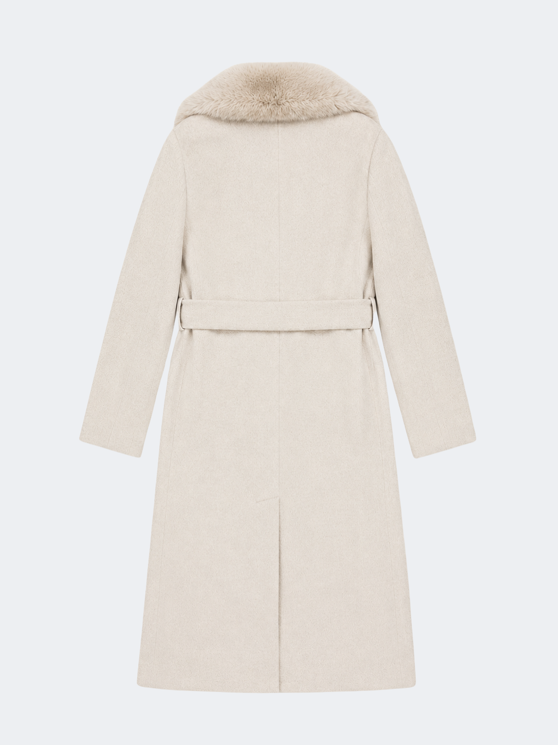 Handmade Wool Coat With Fur Collar in Beige