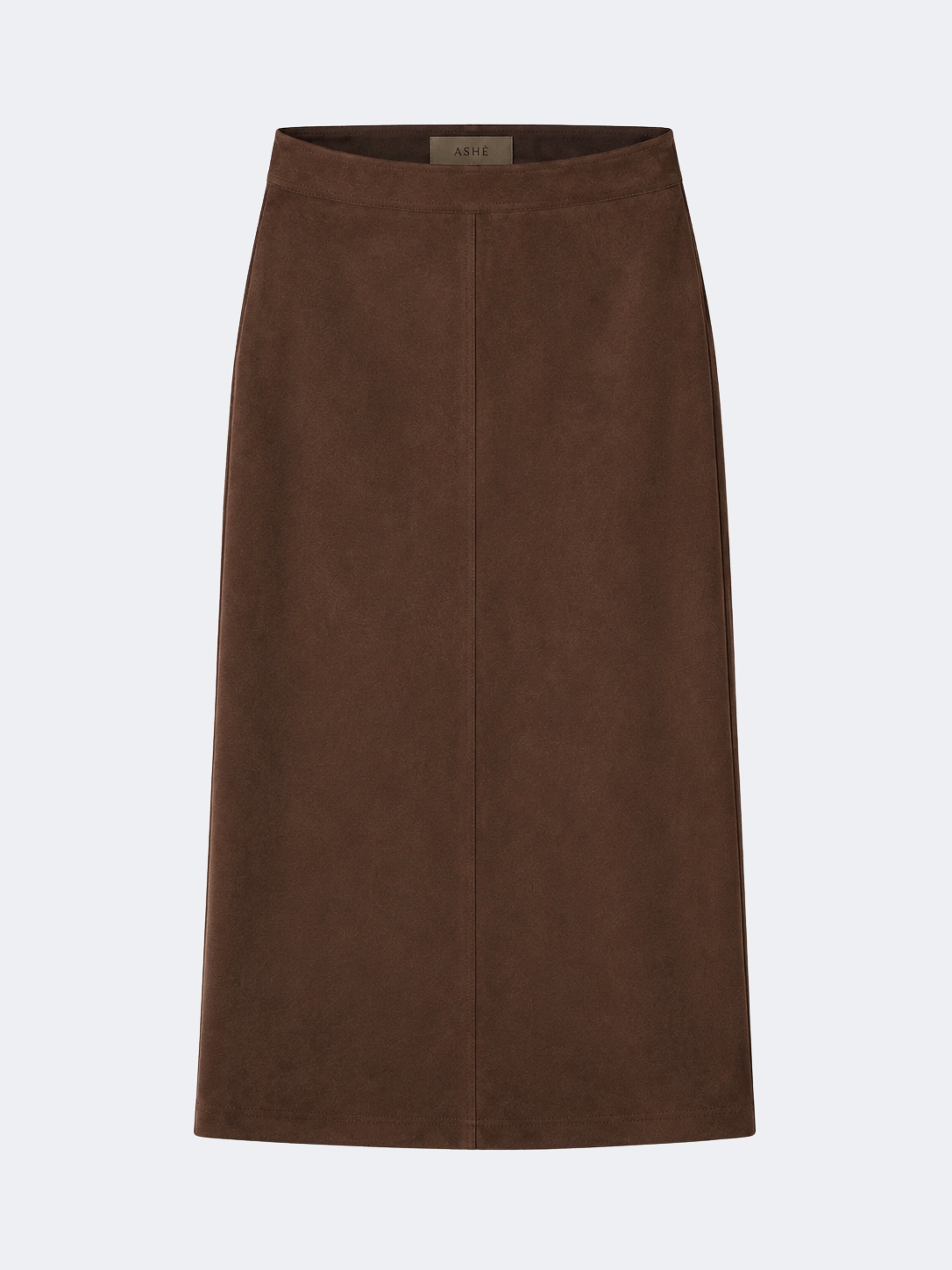 Tailored Suede Skirt in Dark Brown