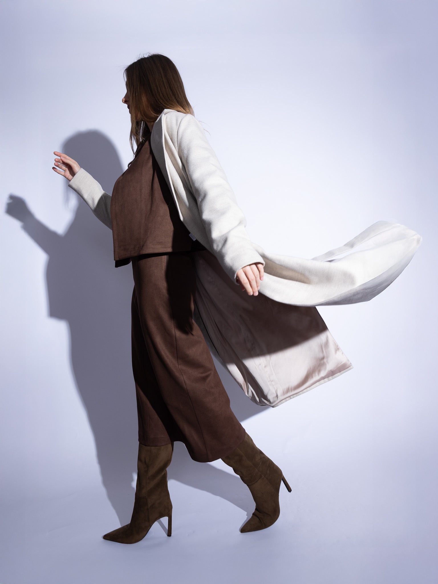 Handmade Wool Coat With Fur Collar in Beige