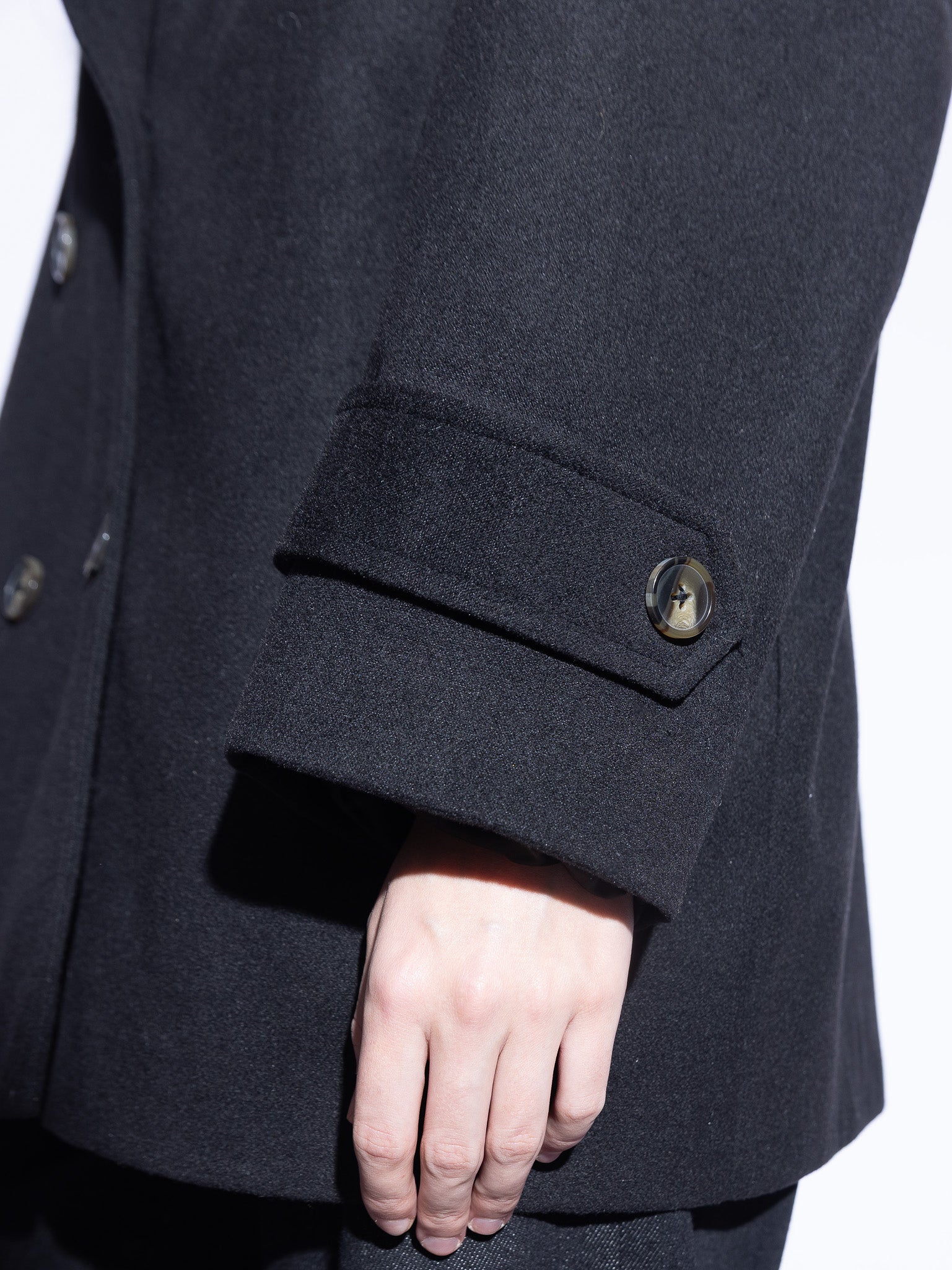 Tailored Double-Breasted Wool Coat in Black