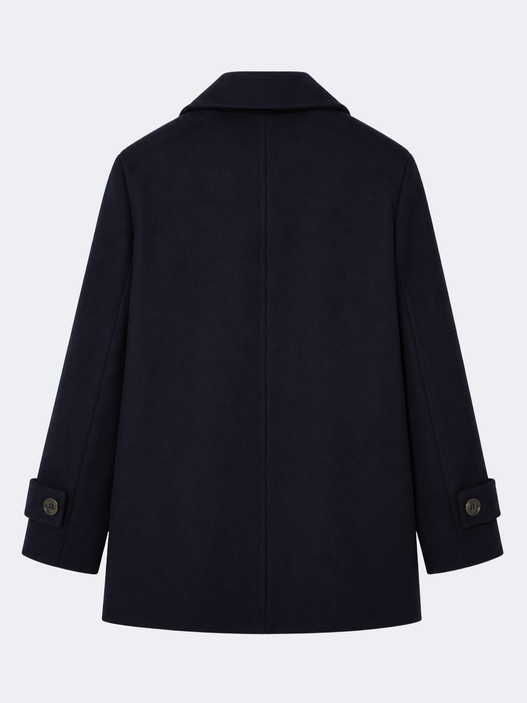 Tailored Double-Breasted Wool Coat in Navy
